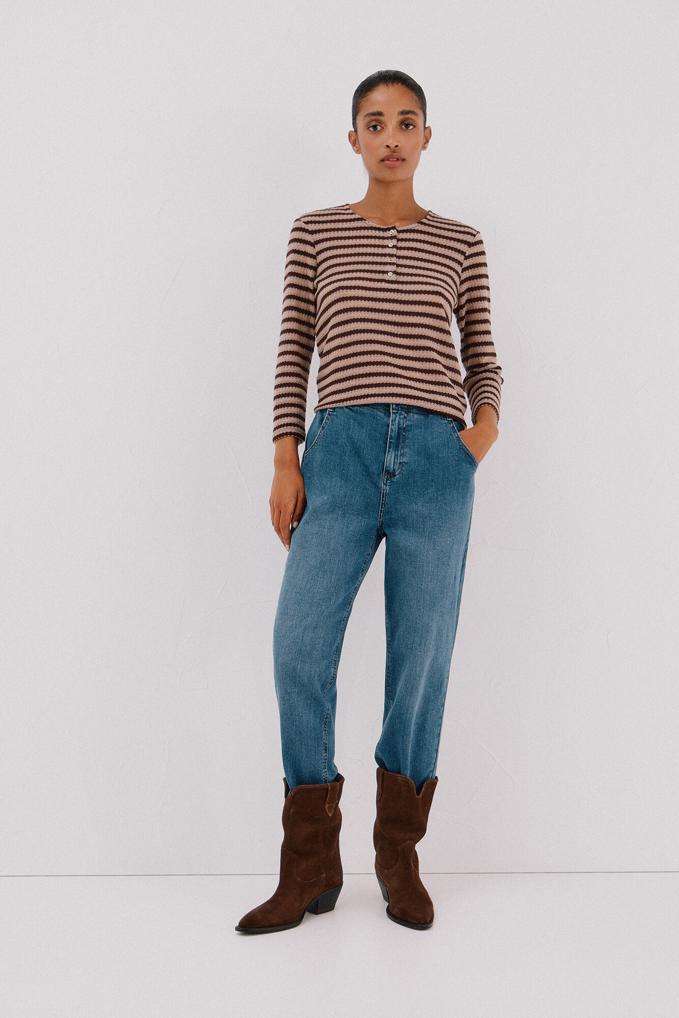 Cortefiel striped structured top