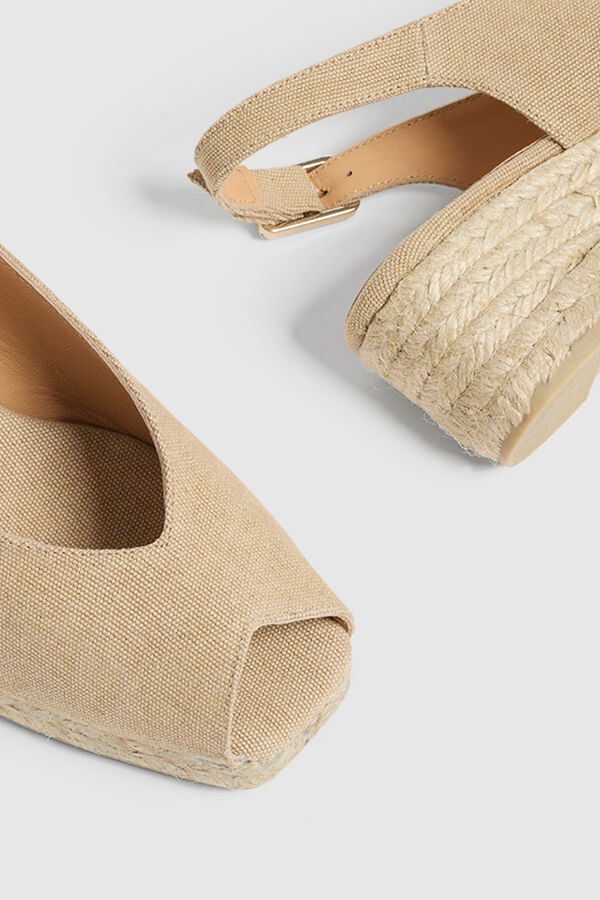 Casta&ntilde;er Alpercata cunha de juta natural Tostado