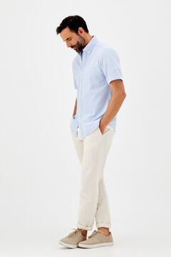 Cortefiel Short-sleeved striped shirt Blue