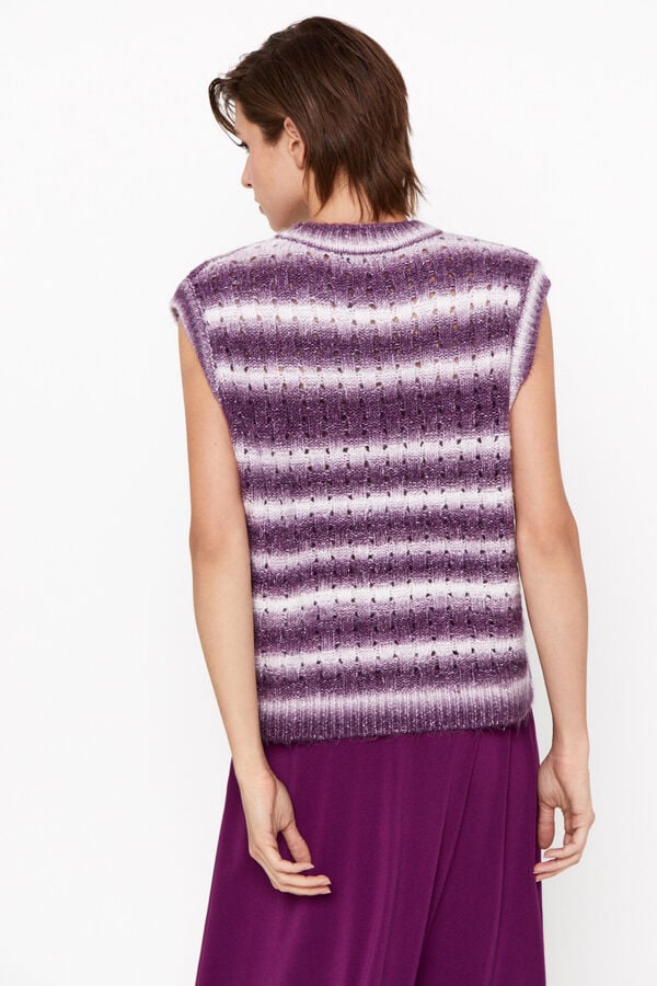 Cortefiel Open-knit vest Purple
