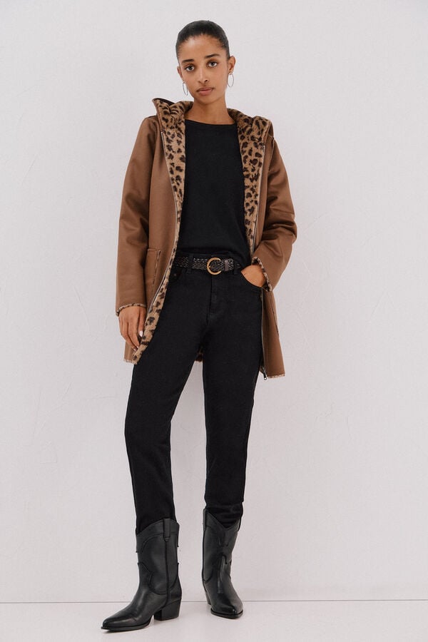 Cortefiel Abrigo efecto doble faz reversible Marrón oscuro