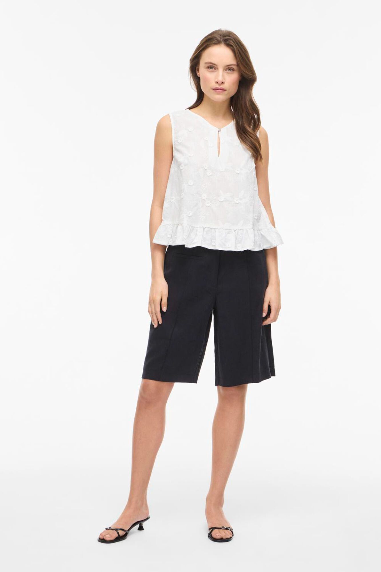 Vila Organic cotton embroidered floral blouse