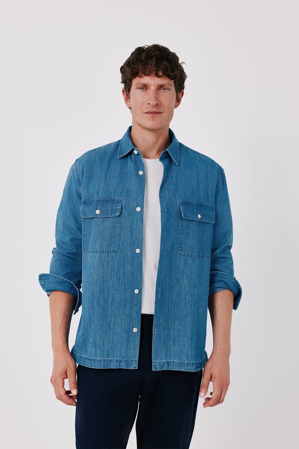 Cortefiel Sobrecamisa de ganga Azul