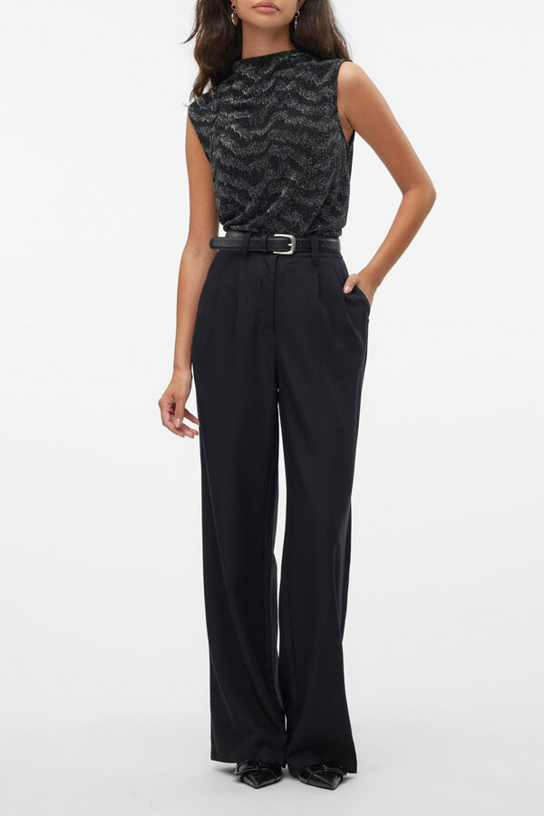 Vero Moda Pantal&oacute;n de vestir con cintur&oacute;n Negro