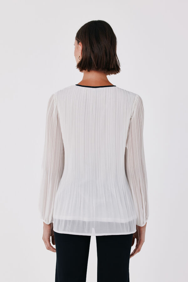 Cortefiel Pleated tie blouse Ivory