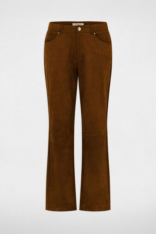 Morgan Suede straight trousers Orange