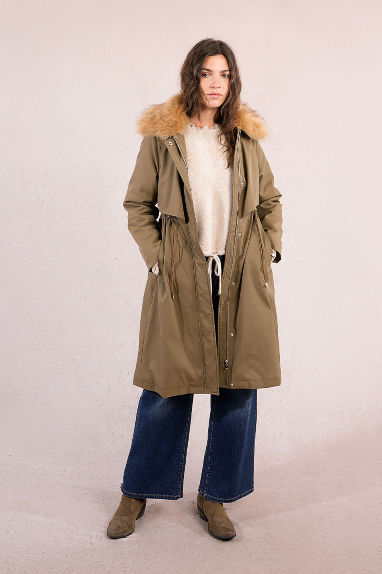 Molly Bracken Parka longa com gola de pele