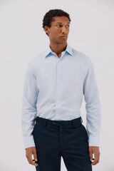 Cortefiel Tencel cotton houndstooth dress shirt Blue