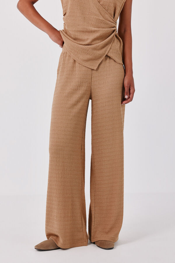 Cortefiel Wide knit trousers Beige