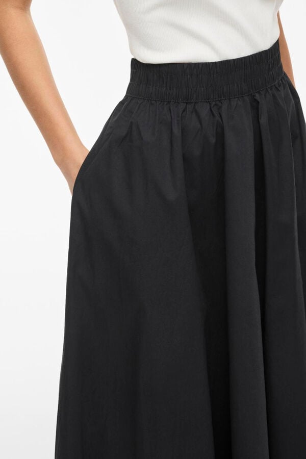 Vila Saia comprida rodada em algod&atilde;o org&acirc;nico Preto