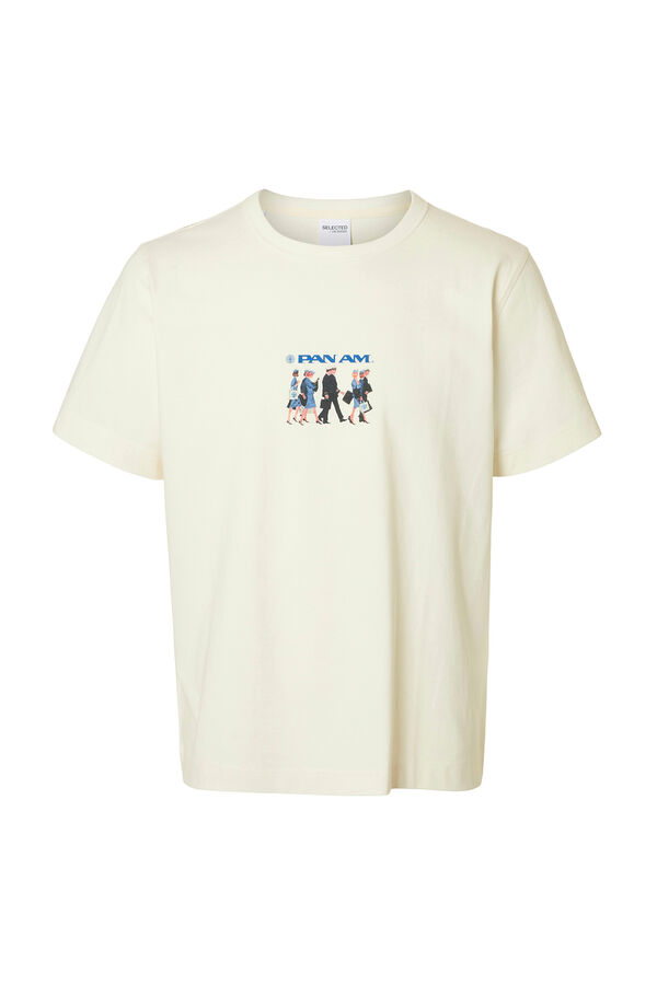 Selected T-shirt manga em colaboração com a PANAM  Branco