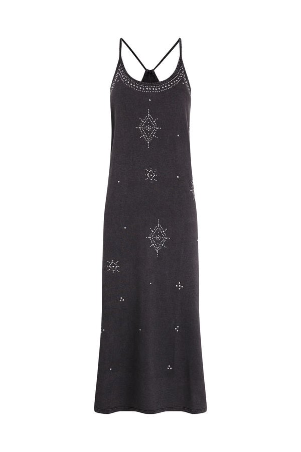 Slowlove Vestido tirantes tachas Preto