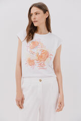 Cortefiel T-shirt estampada Ecru