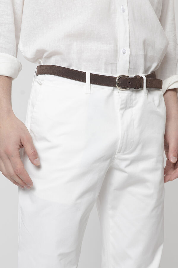 PuroEGO Cal&ccedil;as chino em algod&atilde;o slim fit Ecru