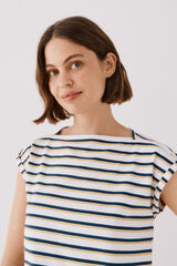 Cortefiel Basic sleeves t-shirt Printed blue