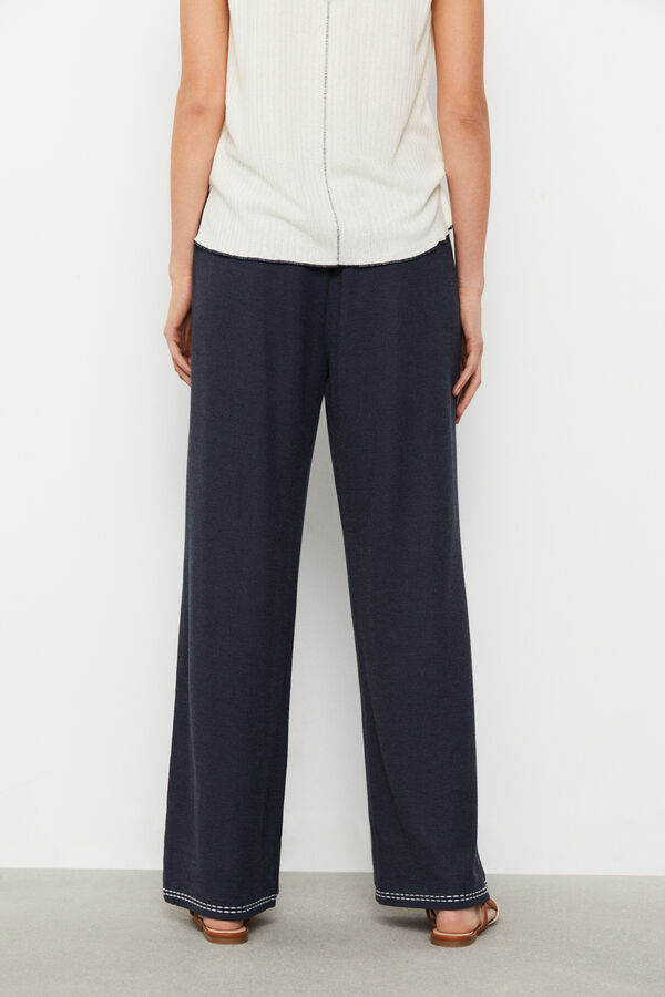 Cortefiel Textured jersey-knit trousers. Blue