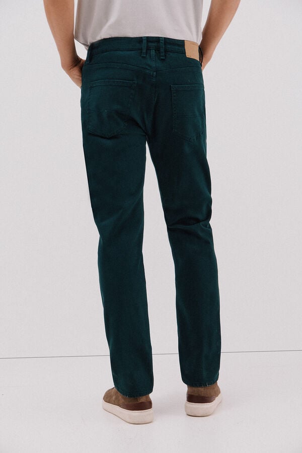 Cortefiel 5-pocket regular fit coloured trousers Dark green