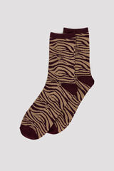 Cortefiel Zebra long socks Printed brown