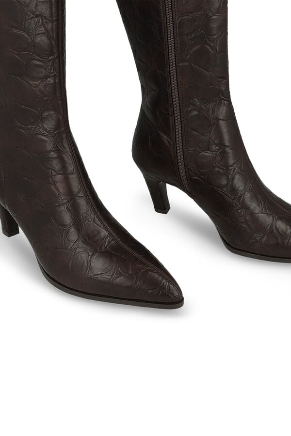 Lodi Botas de cano alto com efeito de pele gravada Castanho