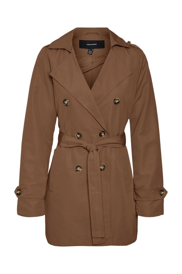 Vero Moda Curve Gabardina cl&aacute;ssica midi tamanhos grandes Castanho