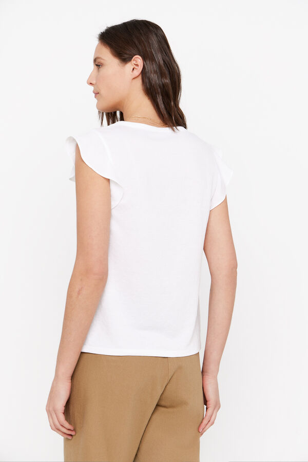 Cortefiel Buttoned V-neck T-shirt White