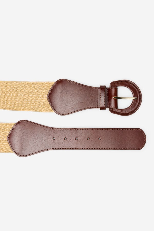 Cortefiel Raffia sash belt Nude