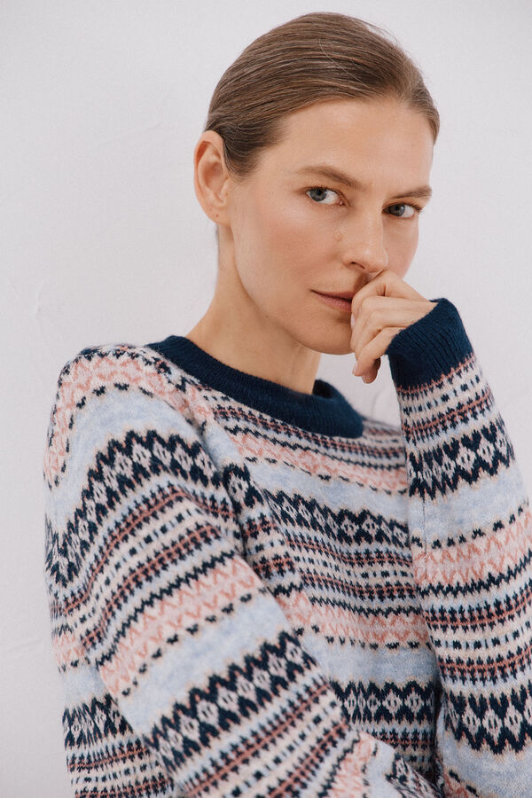 Cortefiel Greek jersey-knit sweater Navy