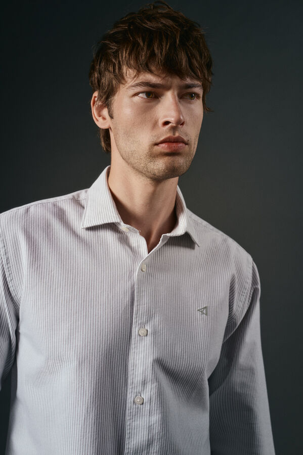 OOTO Camisa oxford rayas Kaki