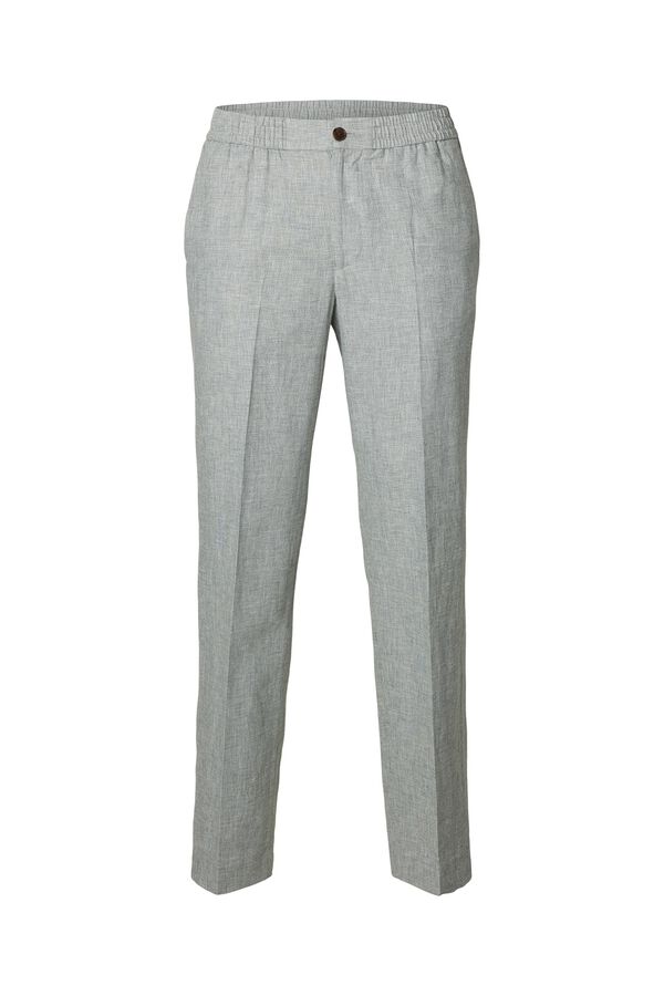 Selected Linen tailored trousers Grey