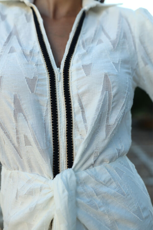 Panambi Vestido camisa com laçada Branco