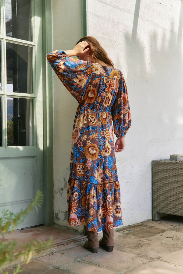 Jaase Vestido longo Catalonia com estampado de terra Multicolorido