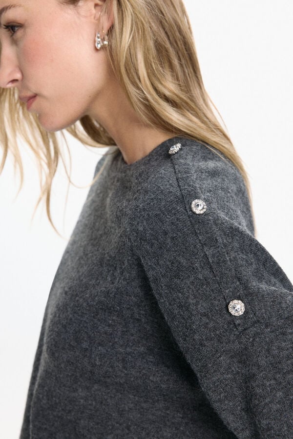 Vero Moda Camisola com botões de joia Cinzento