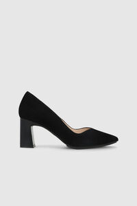 Cortefiel Zapatos de salón de mujer en ante de color negro. Negro