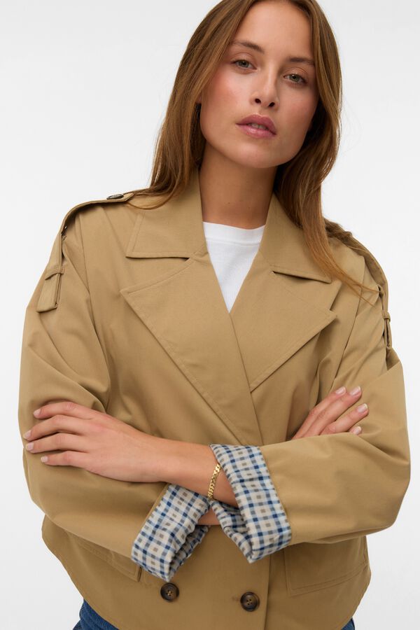 Vero Moda Gabardina curta Castanho
