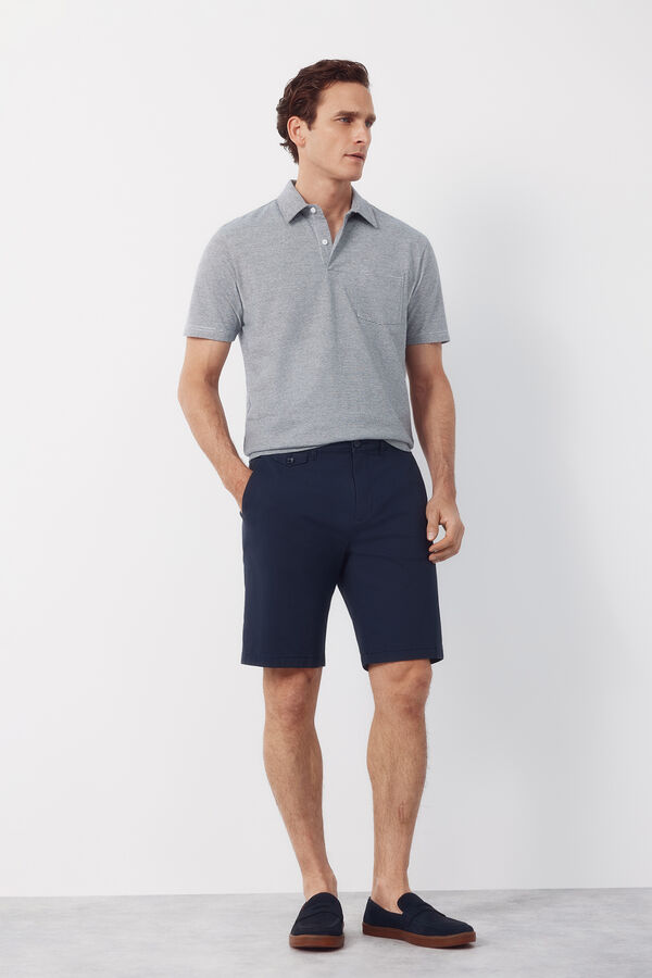 Cortefiel Striped polo shirt with pocket Grey