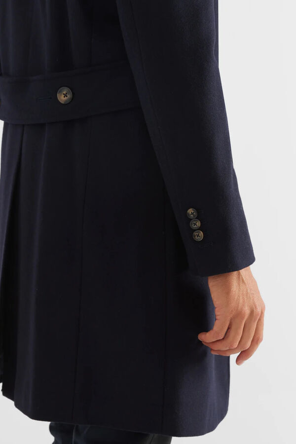 Silbon Plain navy blue plain double-breasted coat Navy