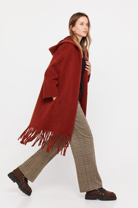 Cortefiel Fringed coat Coral