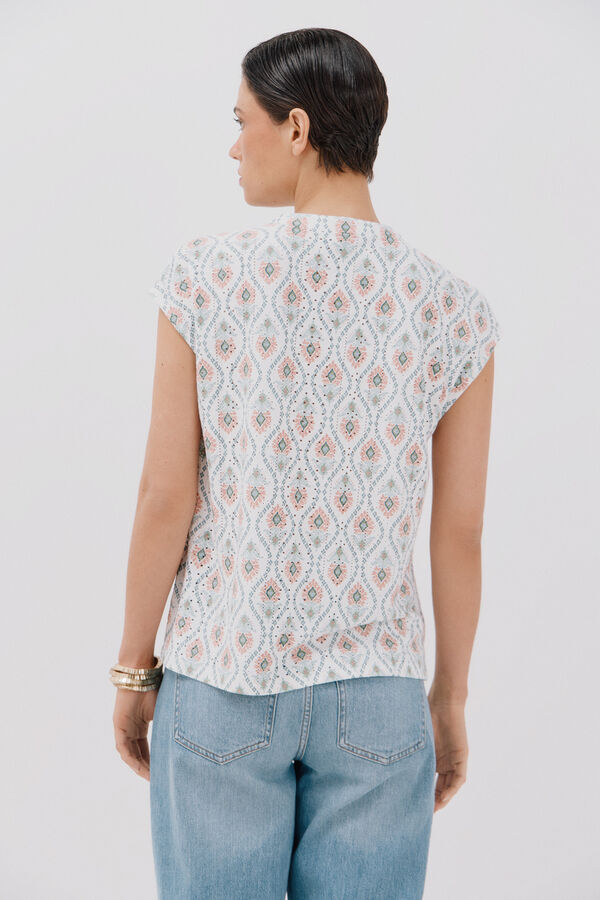 Cortefiel Openwork  knit  t-shirt Printed white