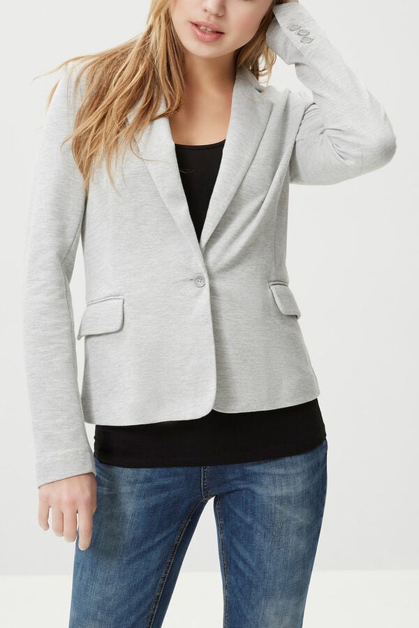 Cortefiel Long sleeve blazer with pockets Grey