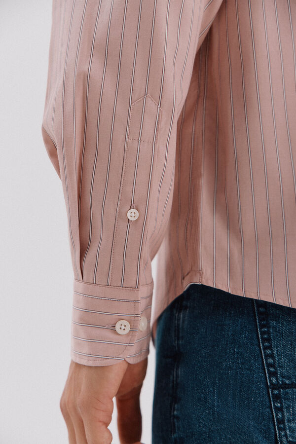Cortefiel striped tencel cotton shirt Pink