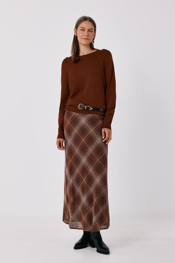 Cortefiel Jersey charreteras hombro Camel