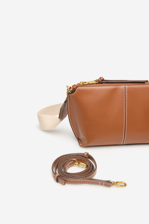 Cortefiel Basic crossbody bag with stitching Brown