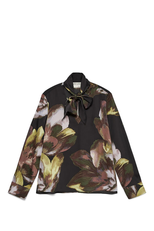 Vero Moda Camisa de manga comprida com laçada gola Preto