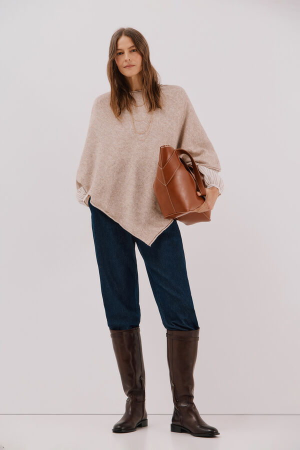 Cortefiel Soft touch poncho Beige