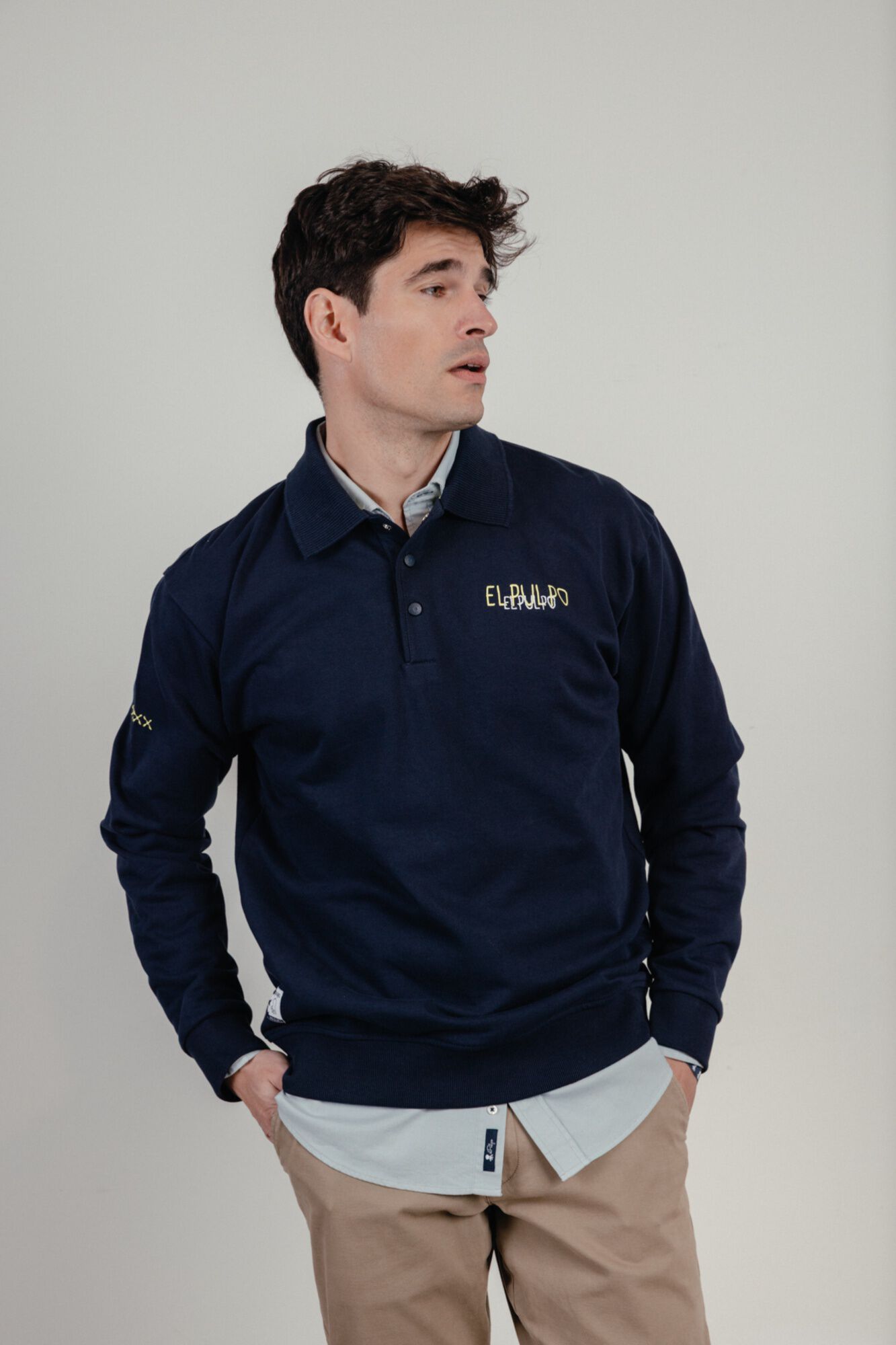 elPulpo Sweatshirt unisex com gola rugby
