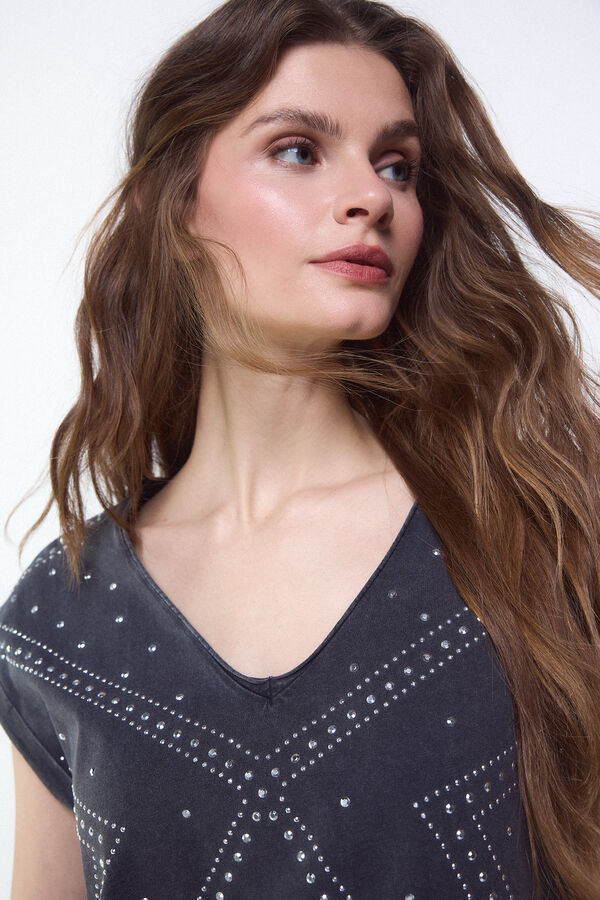 Slowlove Camiseta tachas Grey