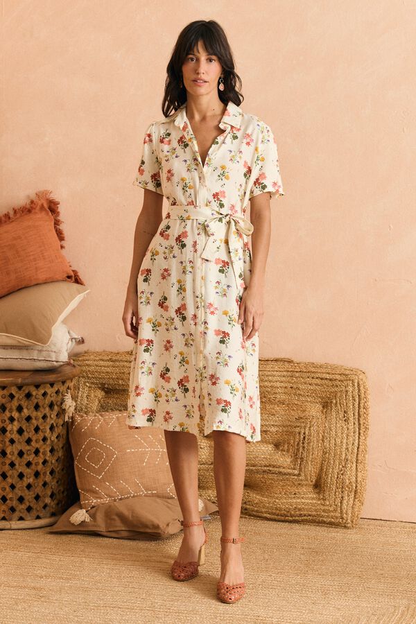 Pol&iacute;n Et Moi Vestido midi Cintia Ecru