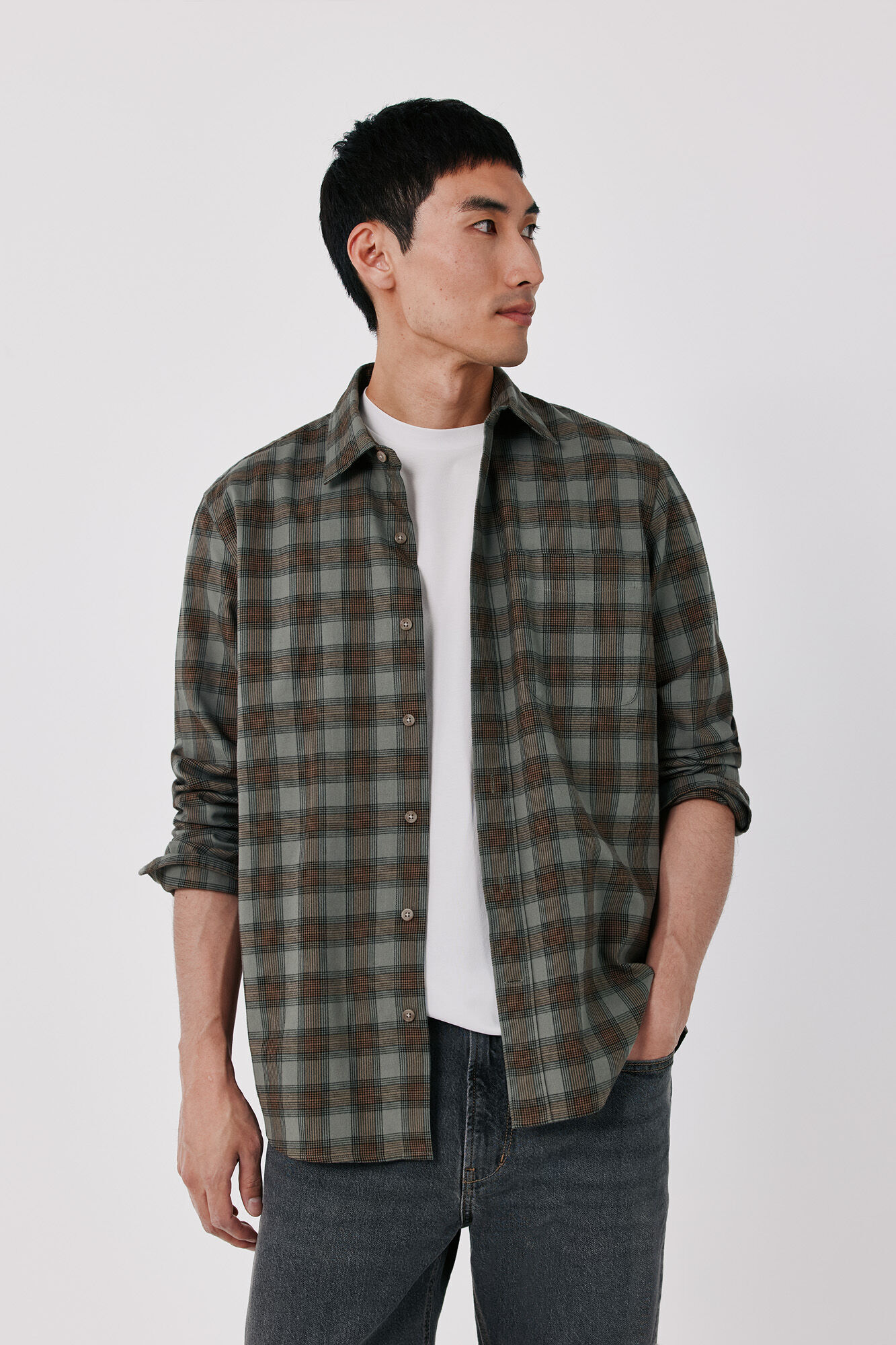 Cortefiel Cotton plaid shirt