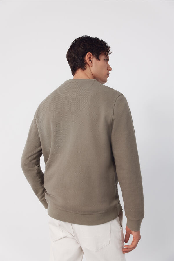 Cortefiel Textured crew neck sweatshirt Kaki