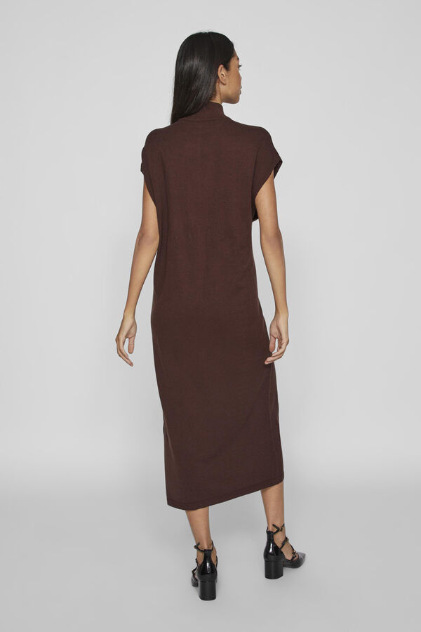 Cortefiel Jersey-knit dress with high neck Brown